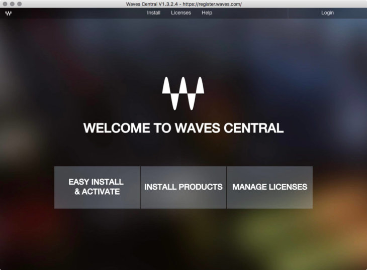 Waves CentralのWelcomeスクリーン